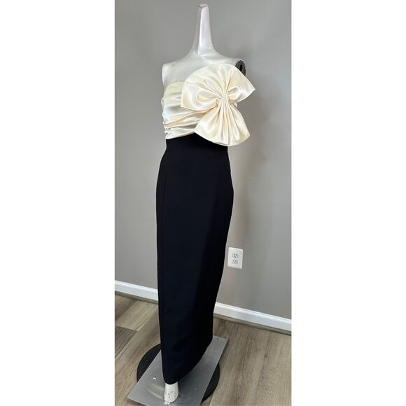 Ronny Kobo Kane Satin Bow Column Cocktail Dress Medium $698 - Picture 4 of 11